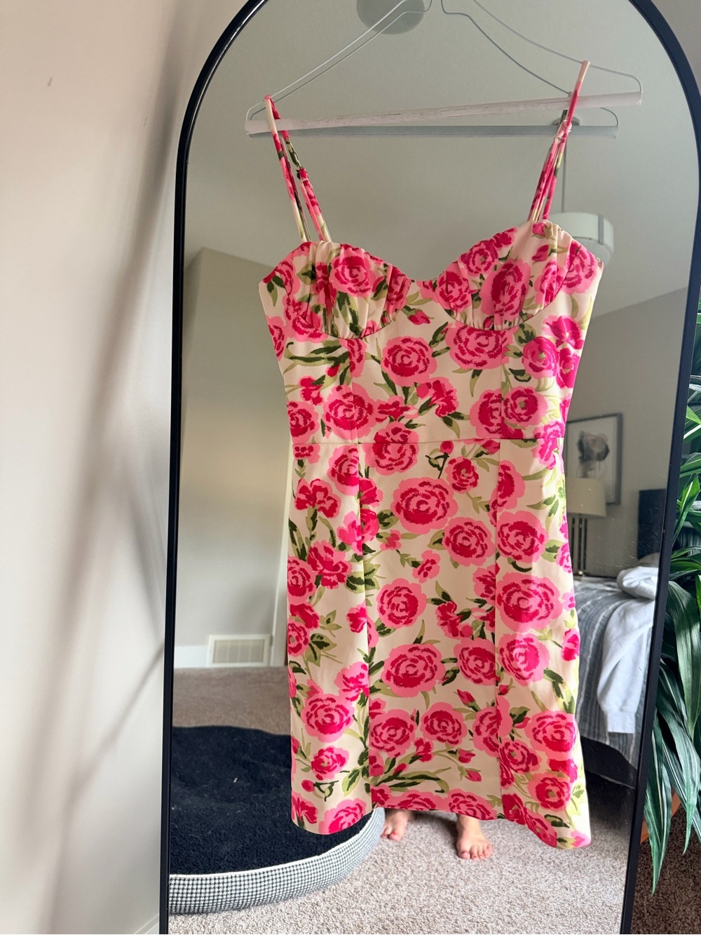 Zara Pink Rose-Print Mini Dress